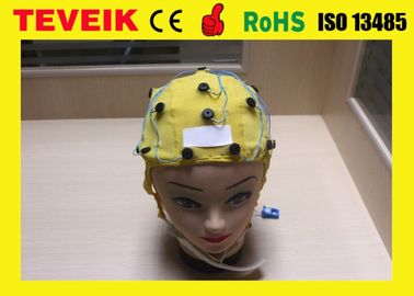 Ιατρικός προμηθευτής κίτρινου Neurofeedback που ενσωματώνεται 20 μολύβδους EEG ΚΑΠ για τη μηχανή EEG, ηλεκτρόδιο κασσίτερου συνδετήρων αυτιών