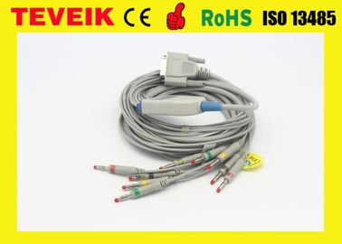 Ιατρικό καλώδιο DB 15pin ECG/EKG Nihon Kohden BJ-901D 10 Leadwires τιμών εργοστασίων Teveik, μπανάνα 4,0